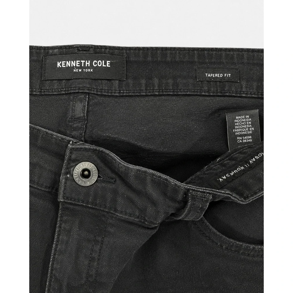 Kenneth Cole New York Mens Tapered Fit Jeans Washed Black 40x32 Denim Pants